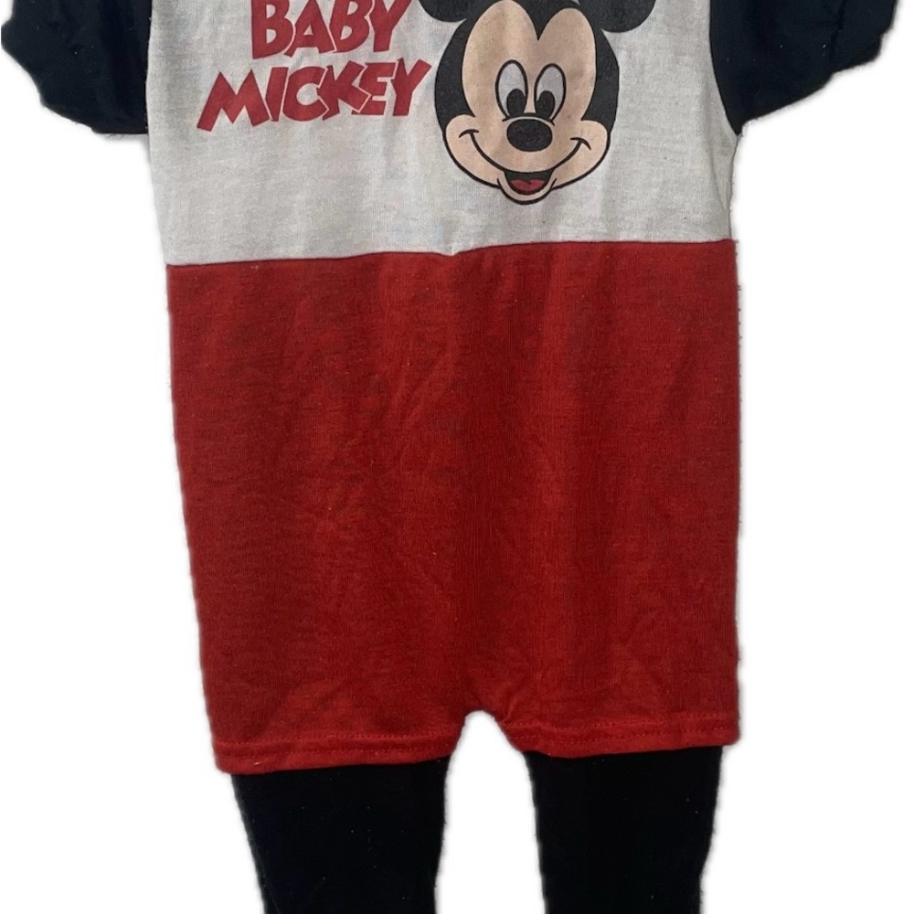 VTG 80s 90s Disney Babies BABY MICKEY Footed Romper Sleeper 12 MO Cutler's FLAW
